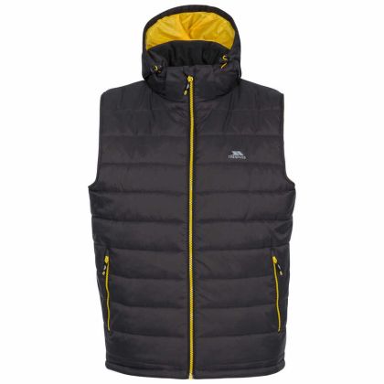 Franklyn Men's Hooded Gilet in Grey, Front view on mannequin