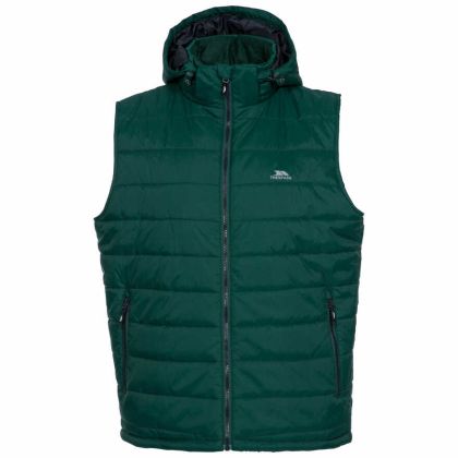 Franklyn Men's Hooded Gilet in Green, Front view on mannequin