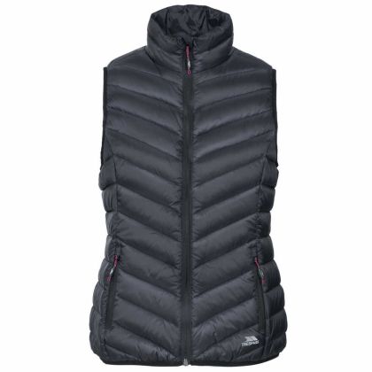 Trespass Womens Down Gilet Giana in Black, Front view on mannequin