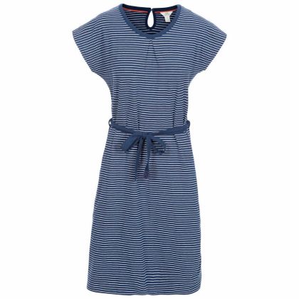 Lidia Women's Round Neck Cotton Dress in Navy, Front view on mannequin