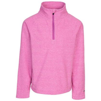 Trespass Kids' 1/2 Zip Fleece Meadows Plum, Front view on mannequin
