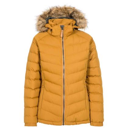 Trespass Womens Padded Jacket Hooded Nadina Yellow, Front view on mannequin