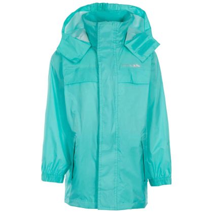 Packa Kids' Waterproof Packaway Jacket in Light Blue, Front view on mannequin