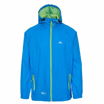 Qikpac Adults' Waterproof Packaway Jacket in Blue, Front view on mannequin
