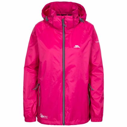 Qikpac X Adults' Waterproof Packaway Jacket in Pink, Front view on mannequin