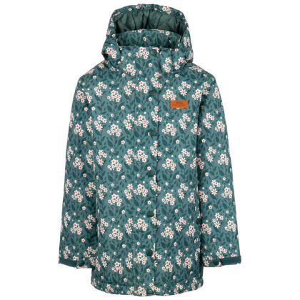 Trespass Kids Waterproof Jacket Rainstone in Pine, Front view on mannequin