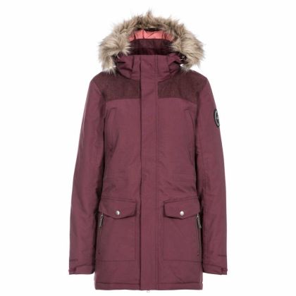DLX Womens Waterproof Parka Jacket Rosario in Fig, Front view on mannequin