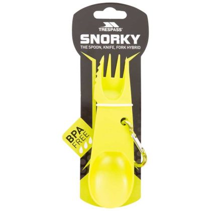 Snorky 3-in-1 Camping Utensil in Green, Front view