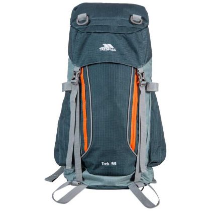 Trek 33L Rucksack in Olive Green, Back view