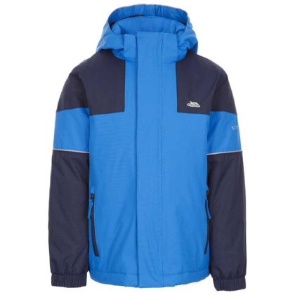 Trespass Kids' Padded Waterproof Jacket Unlock Blue, Front view on mannequin