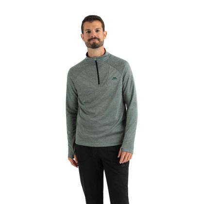 Mens Long Sleeve Top Valin in Green Willow Marl, Front view on model