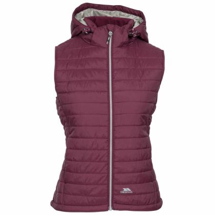 Trespass Womens Hooded Padded Gilet Aretha Fig, Front view on mannequin