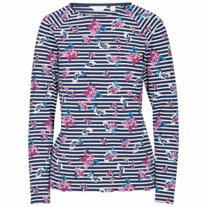 Dellini Women's Long Sleeve Top Floral Stripe, Front view on mannequin