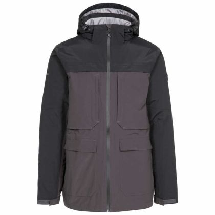 Heathrack Men's Padded Waterproof Jacket in Dark Grey, Front view on mannequin