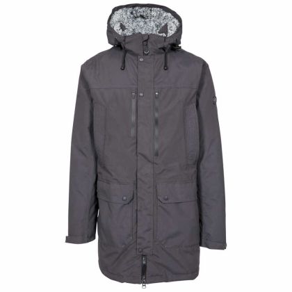 Quaintonring Men's Padded Waterproof Jacket in Dark Grey, Front view on mannequin
