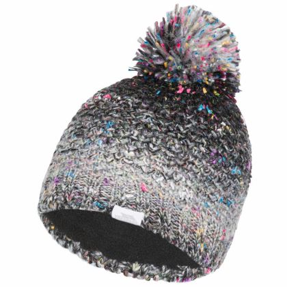 Zabella Adults Knitted Beanie in Black, Hat at angled view