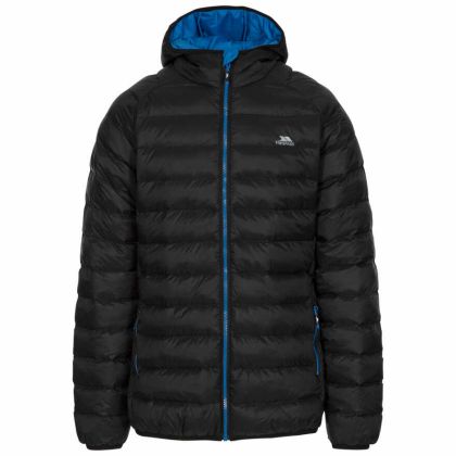 Bosten Men's Padded Casual Jacket in Black, Front view on mannequin