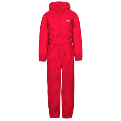 Trespass Kids Waterproof Rain Suit Button in Red