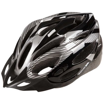 Trespass Adults Cycle Safety Helmet in Black Crankster, Angled view of helmet