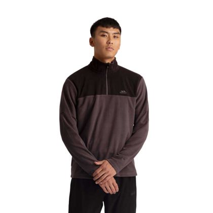 Trespass Mens Microfleece At100 Curtiston in Dark Grey, Front view on mannequin