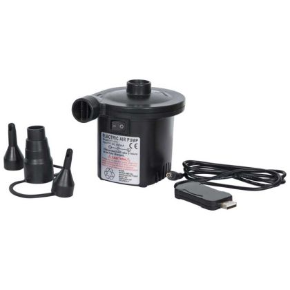 Trespass Cordless USB Air Pump Cyclone in Black, Front view