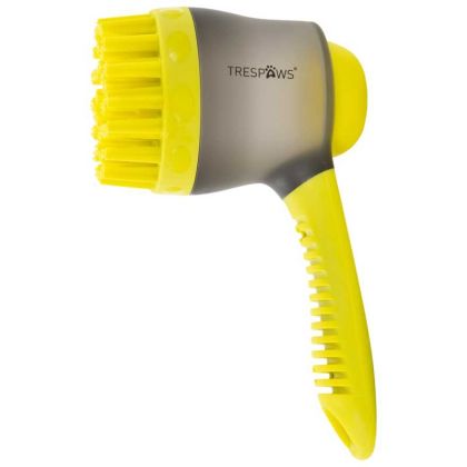 Dusty Trespaws Dog Grooming Brush and Shampoo Dispenser in Neon Green, Front view