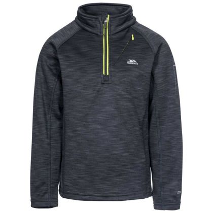 Edvin Kids' Half Zip Fleece in Black, Front view on mannequin