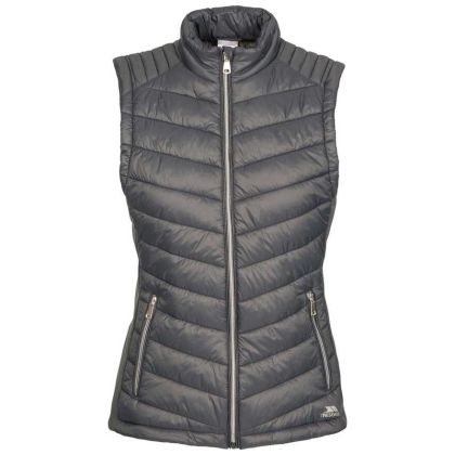 Elanora Women's Padded Gilet in Grey, Front view on mannequin