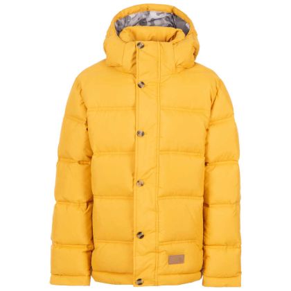 Trespass Kids Parka Jacket TP50 Exposure in Honeybee Yellow, Front view on mannequin