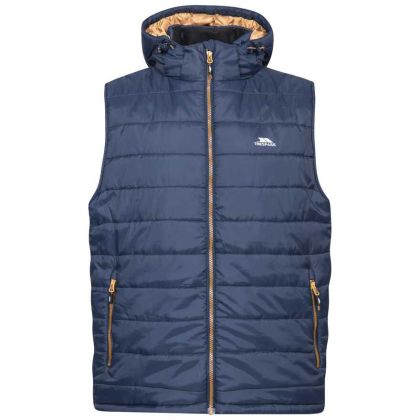 Franklyn Men's Hooded Gilet in Navy, Front view on mannequin