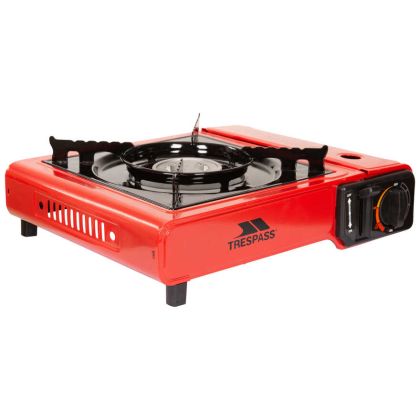 Gas Camping Stove in Red, Front view