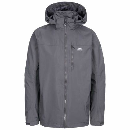 Trespass Men's Waterproof Jacket in Grey Hamrand, Front view on mannequin