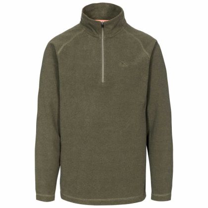 Keynote Men's 1/2 Zip Fleece in Khaki, Front view on mannequin