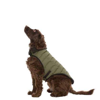 Trespaws Medium Eco Friendly Dog Puffer Jacket in Khaki Lloyd