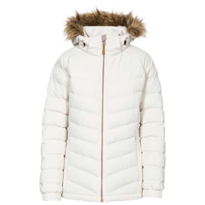 Trespass Womens Padded Jacket Hooded Nadina White, Front view on mannequin