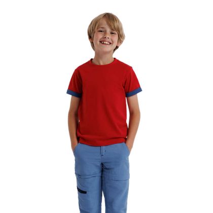 Boys Round Neck T-Shirt Remmton In Red, Front view on mannequin
