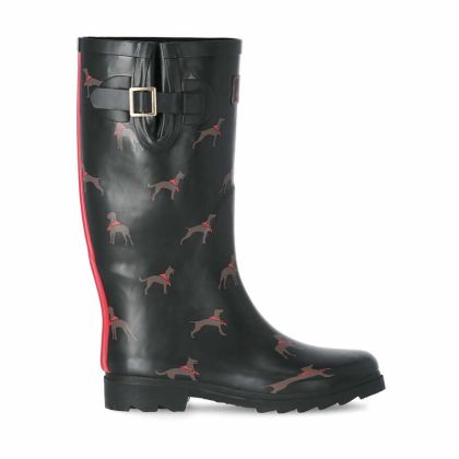 Samira Women's Printed Wellies in Black, Outside view of footwear