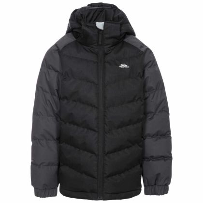 Sidespin Boys' Padded Casual Jacket in Black, Front view on mannequin