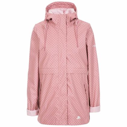 Splosh Women's Printed Waterproof Jacket in Pink, Front view on mannequin