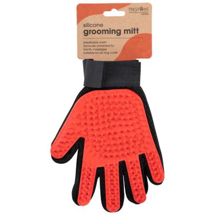 Teddy Dog Grooming Mitts in Red, Front view