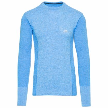 Timo Men's Long Sleeve Active Top in Blue, Front view on mannequin