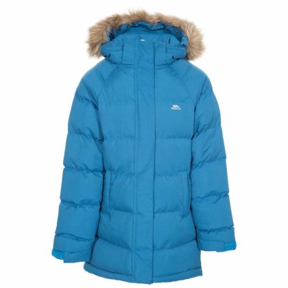 Unique Kids' Water Resistant Padded Jacket in Blue, Front view on mannequin