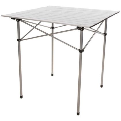 Folding Garden & Camping Table in Light Grey, Front view